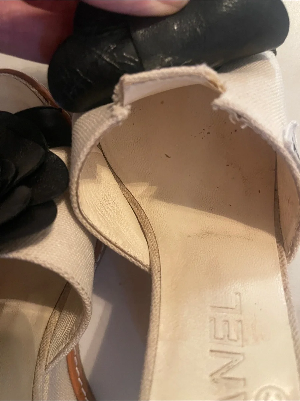Chanel Two-tone Canvas Wedges 36 CC logo slides
